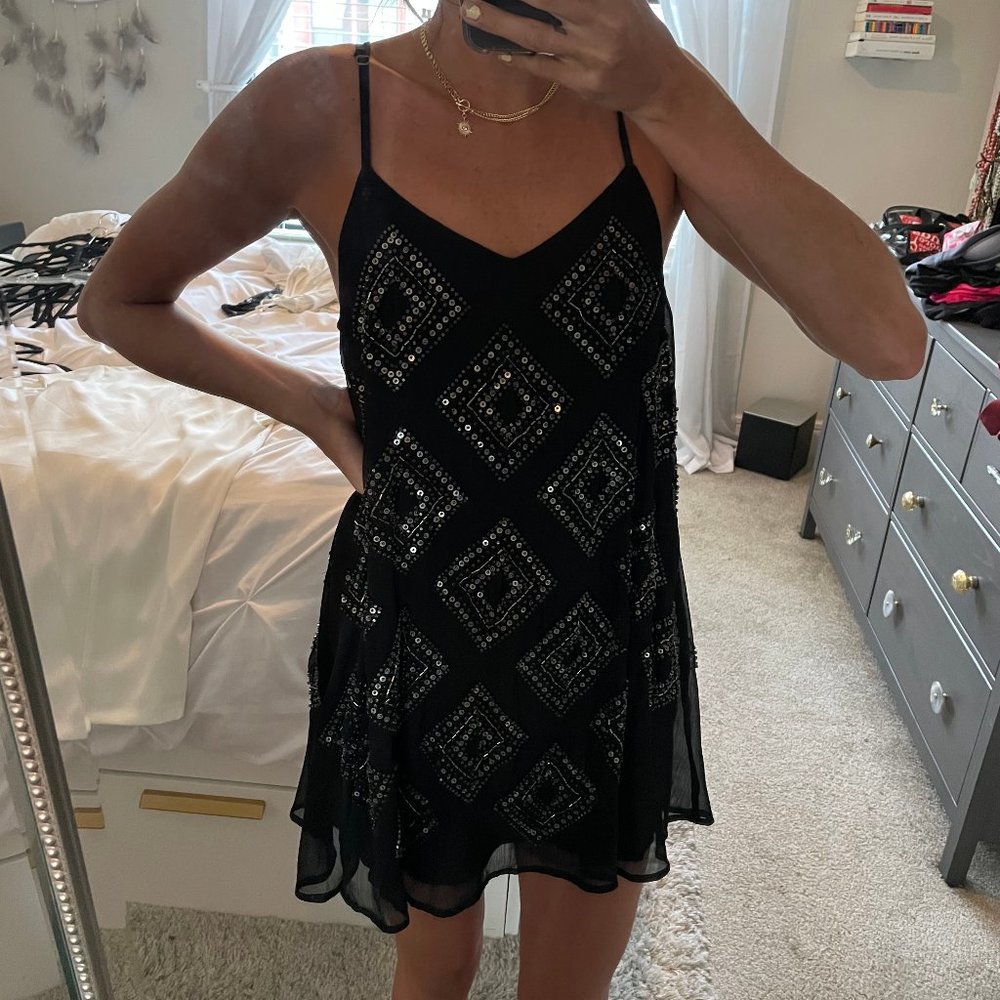 Amuse Society beaded loose mini dress